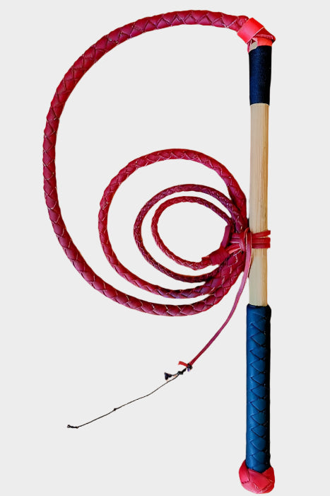 Premium Red Cowhide Whip with Plaited Handle