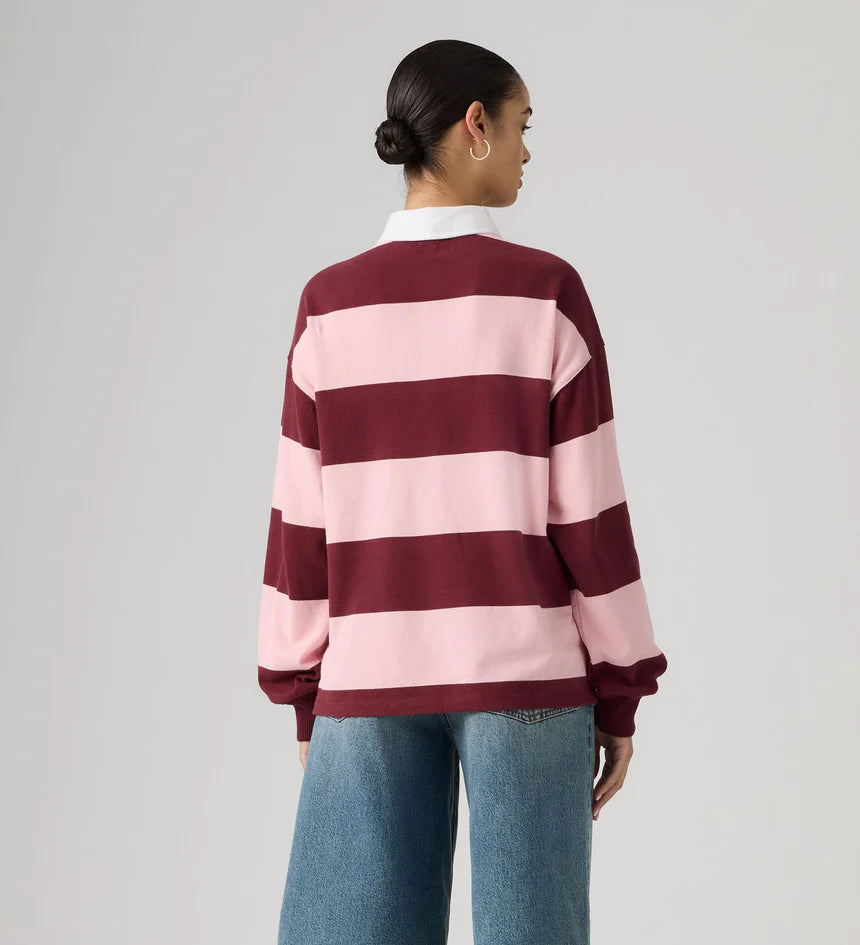 Levi's® Women's Reenie Rugby Long-Sleeve - Katie Stripe Coral Blush