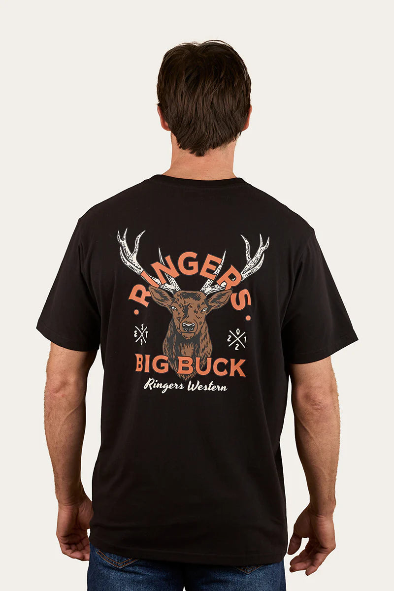 Ringers Western Buck Mens Loose Fit T-Shirt - Black