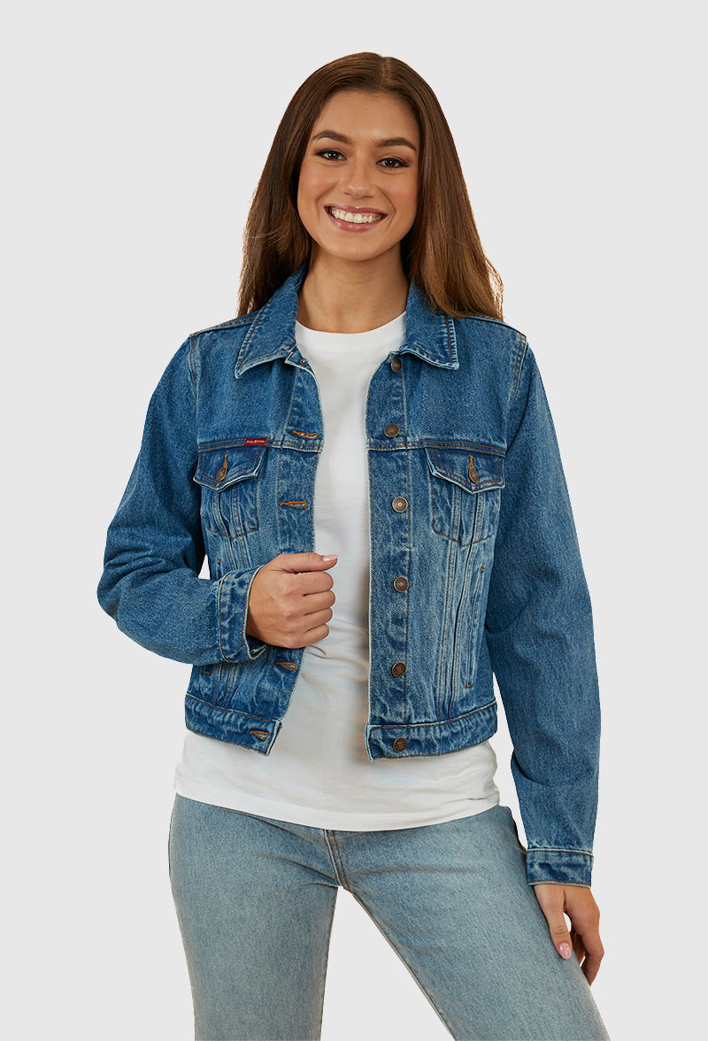 Women's western denim jacket discount