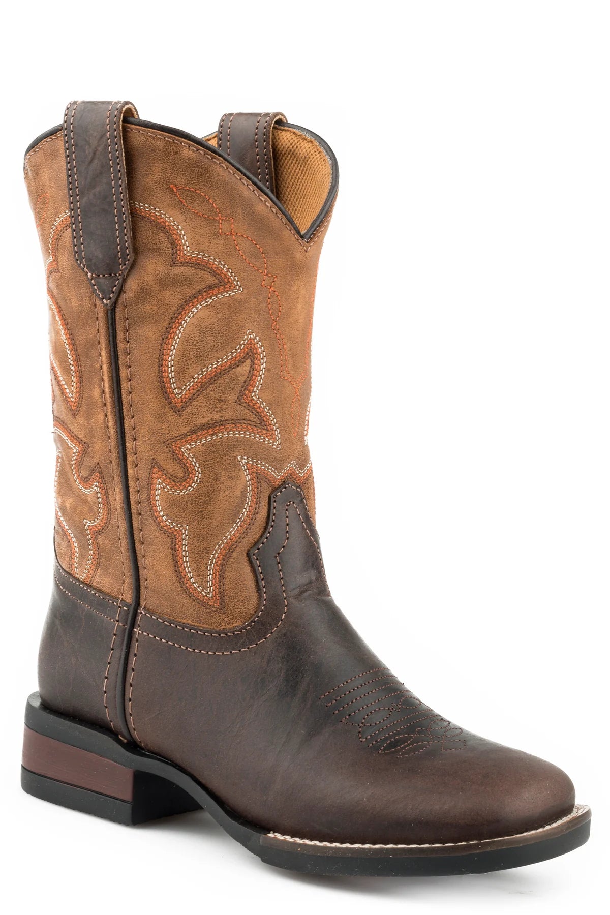 Roper Little Kids Monterey - Tan Leather Vamp / Vintage Tan Shaft