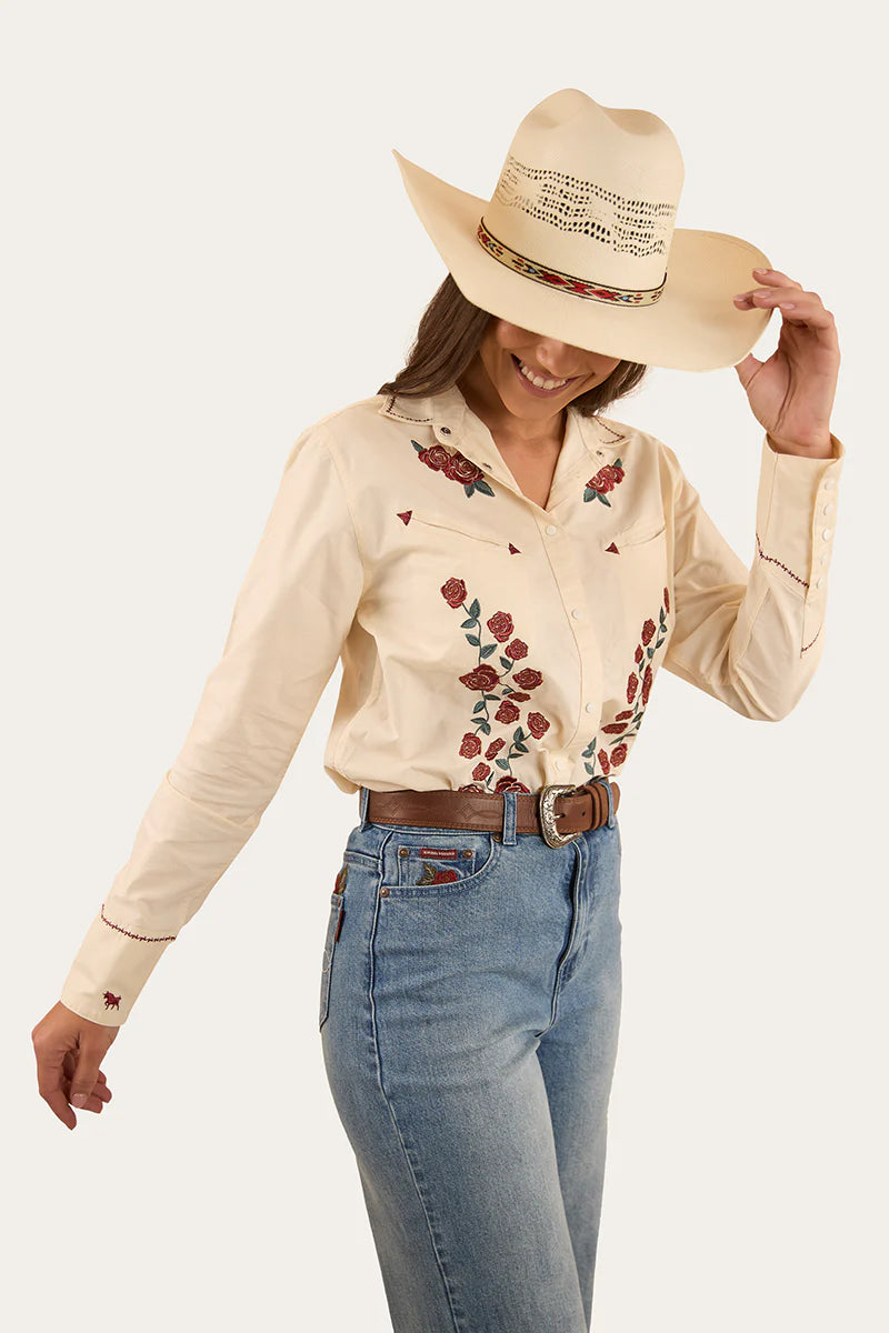 Ringers Western Womens Desert Rose Western Shirt - Off White