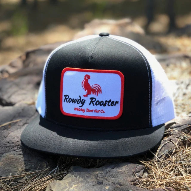 Whiskey Bent Hat Co. Rowdy Rooster Black/White Trucker