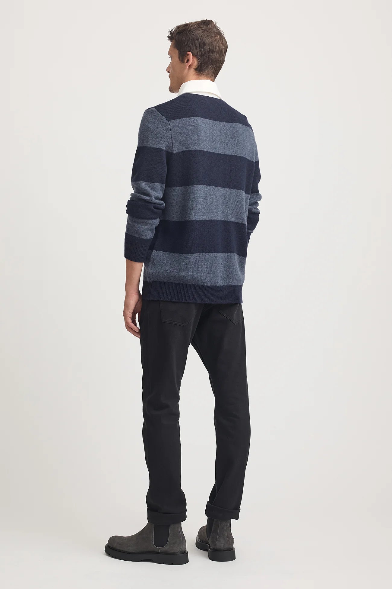 Toorallie Men's Rugby Stripe Polo - French Navy