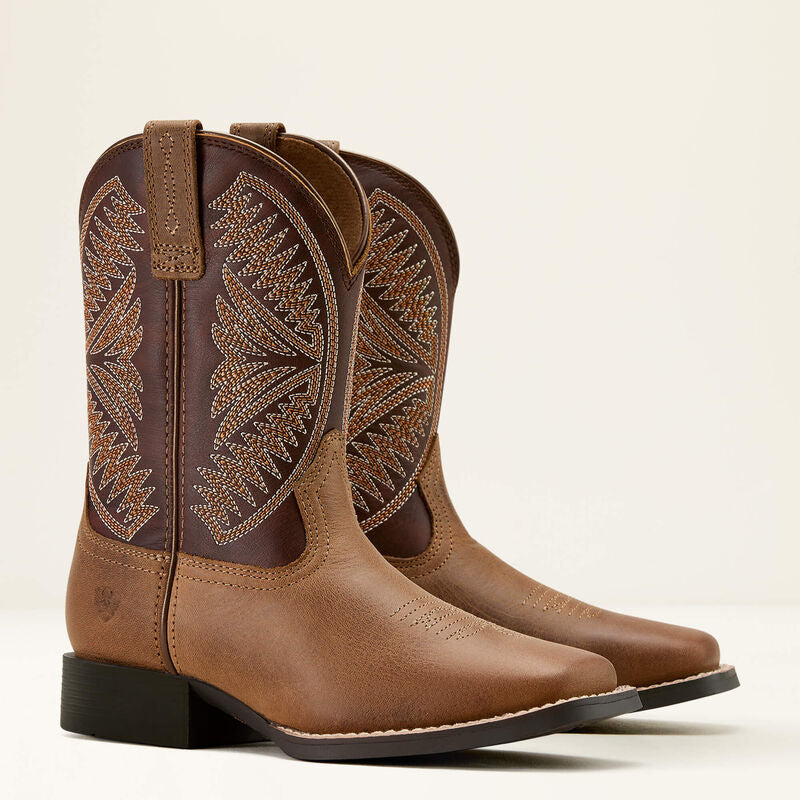 Ariat Youth Ruidoso Western Boot - PEARL|CHOCOLATE BROWN