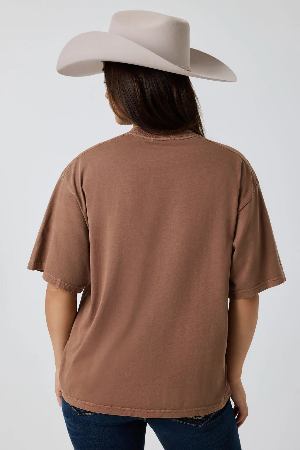Ringers Western Womens Running Herd Oversized T-Shirt - Washed Saddle Brown