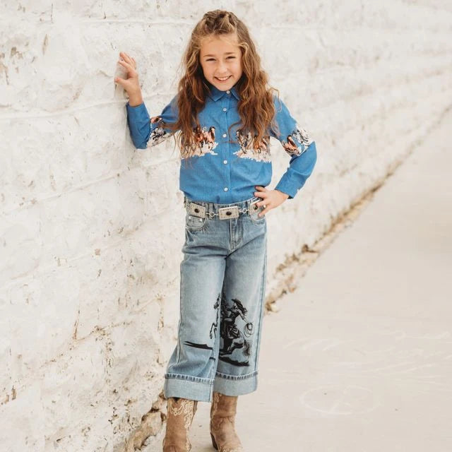 Shea Baby Running Horse Long Sleeve Pearl Snap Shirt