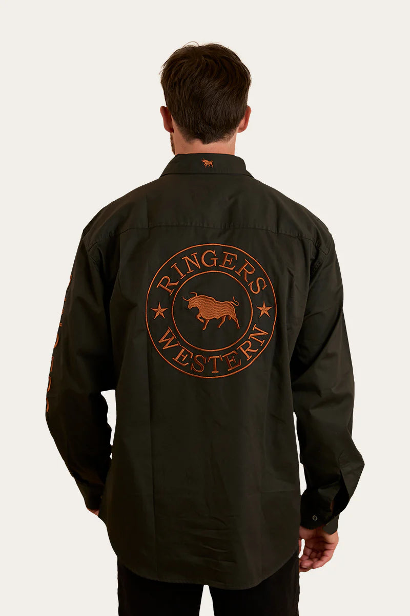 Ringers Western Mens Hawkeye Full Button Work Shirt - Charcoal / Rust
