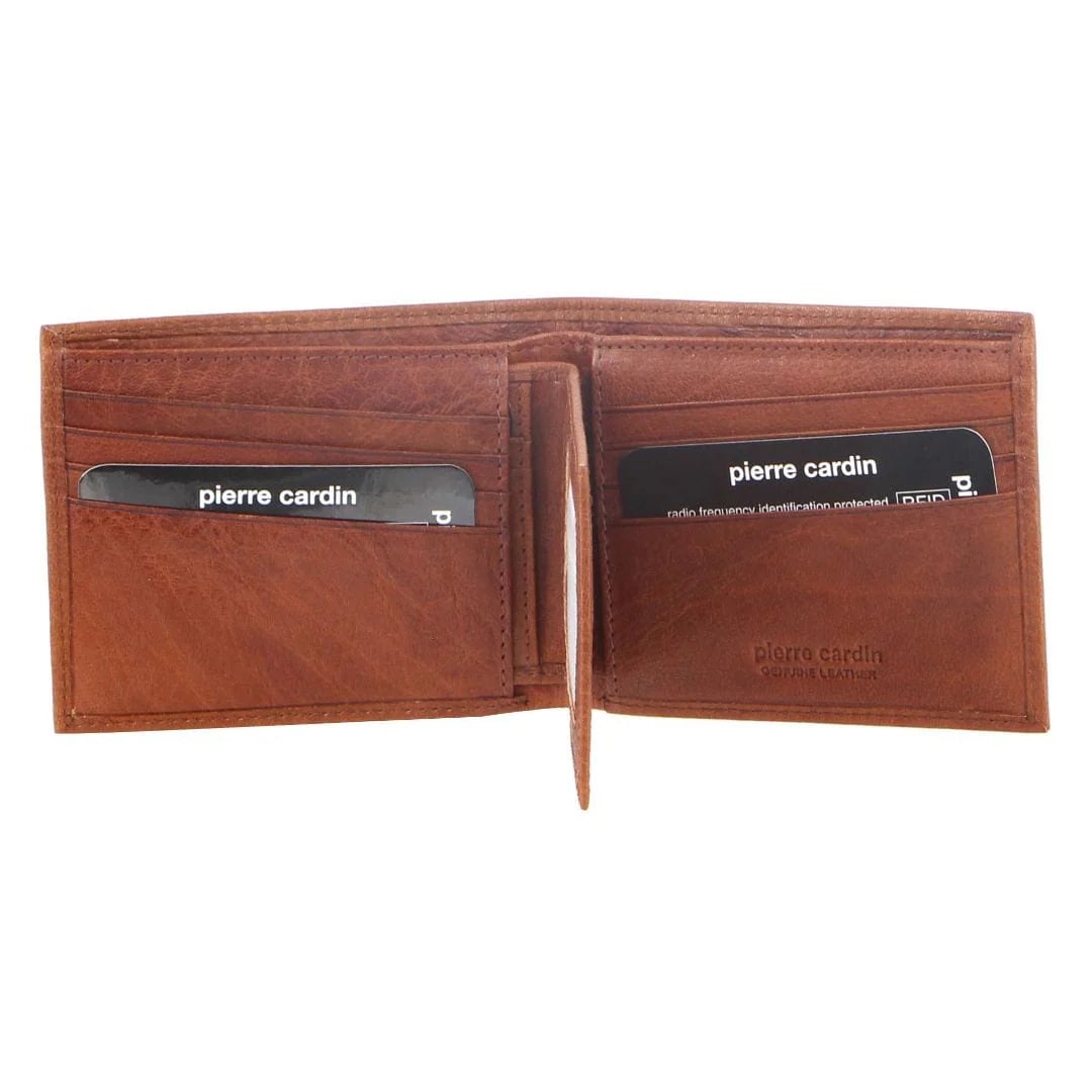 Pierre Cardin Men's Rustic Leather Bi-Fold RFID Protected Wallet 11cm