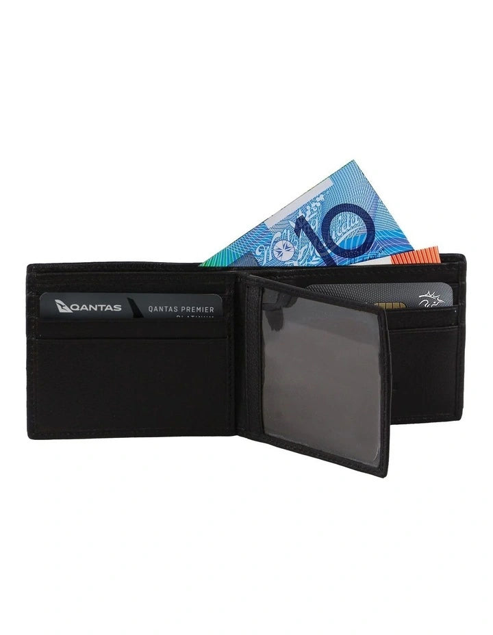 Pierre Cardin Rustic Leather Bi-Fold Slimline Wallet in Black