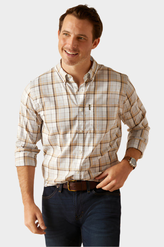 Ariat Men's Napa Long Sleeve Shirt (Blue/Tan Check)