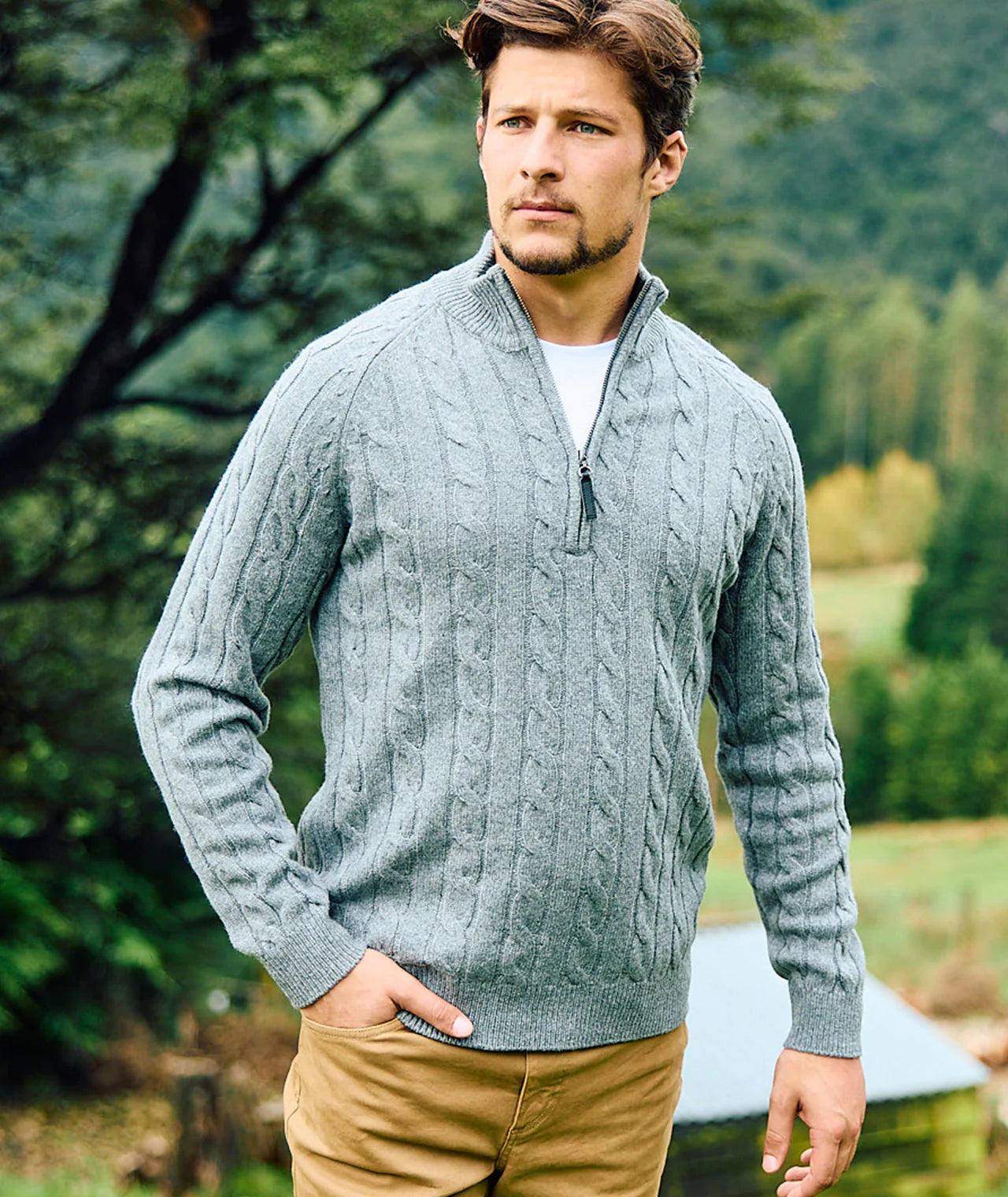 Swanndri Men's Doncaster V2 Zip Cable Knit