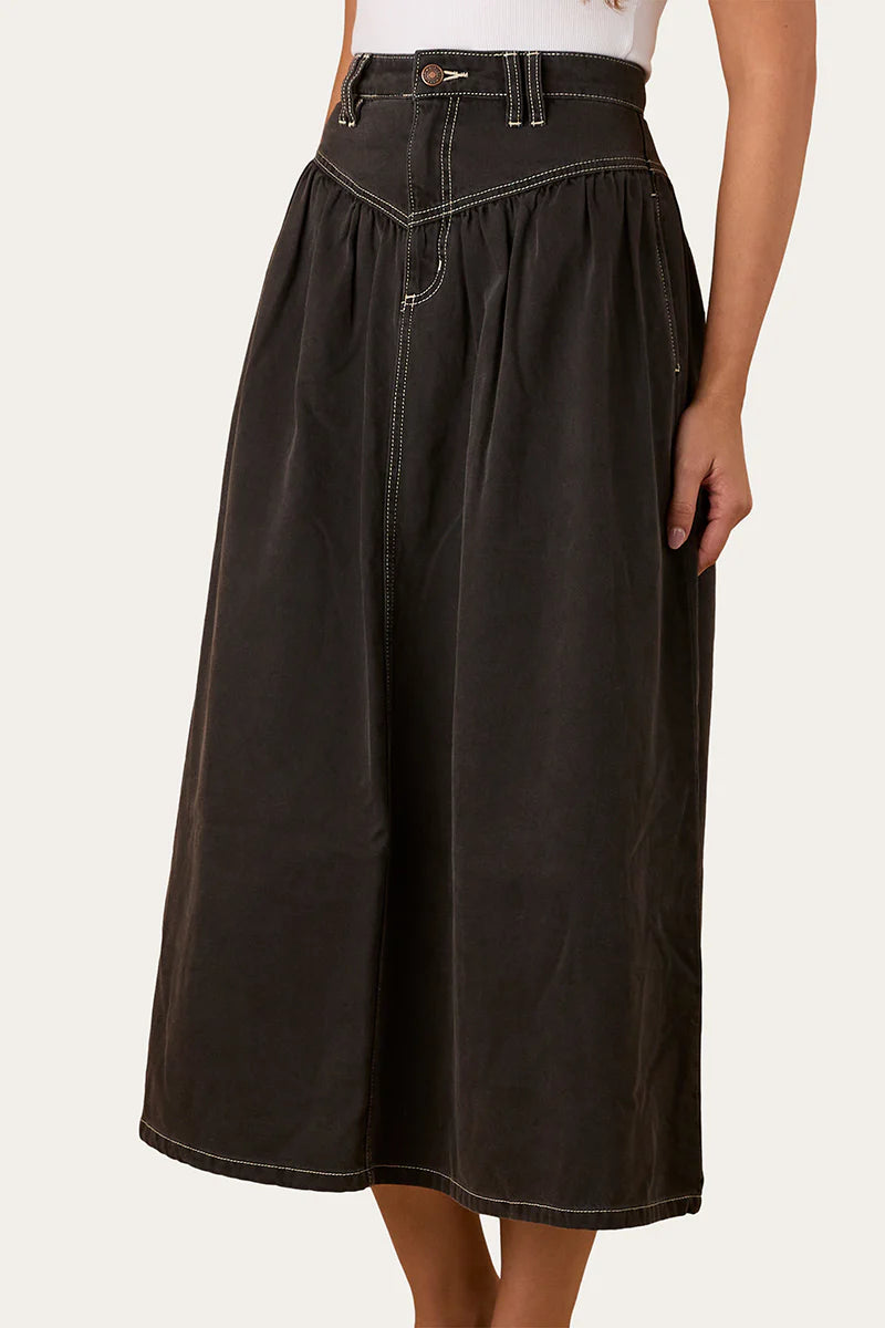Ringers Western Sarina Womens Midi Skirt - Washed Black