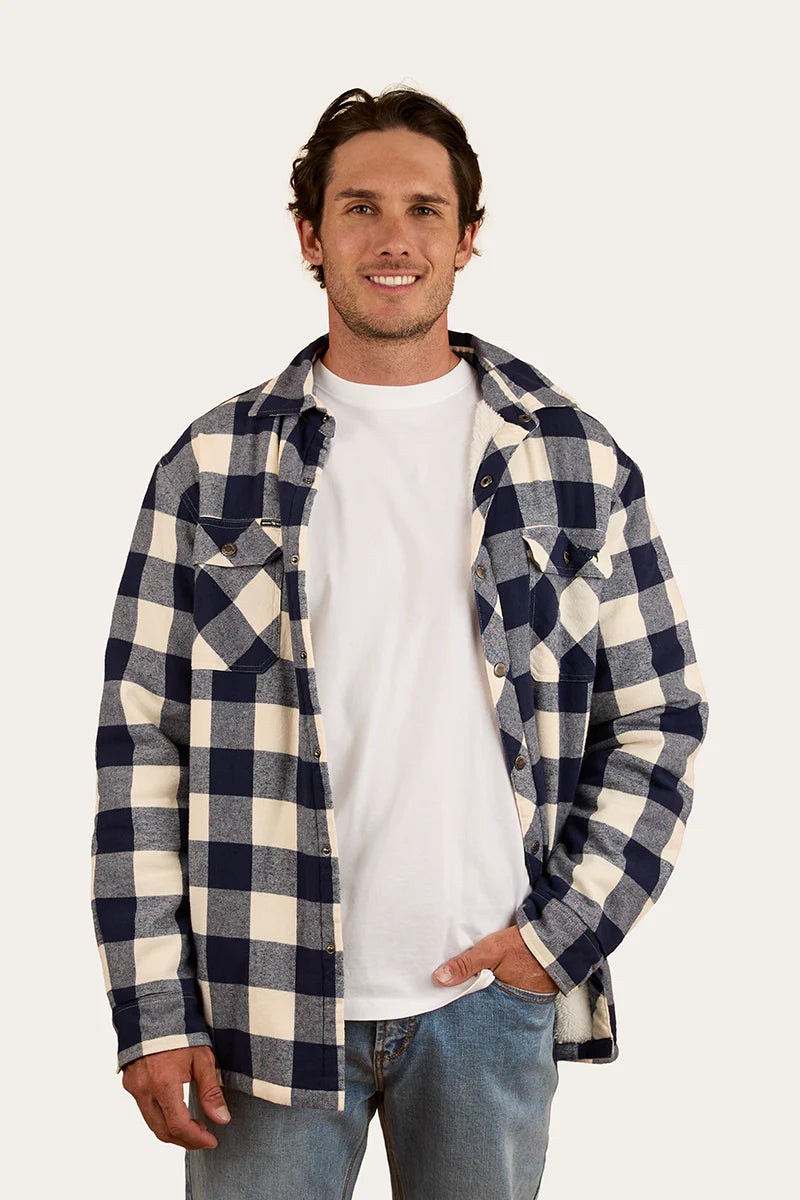 Ringers Western Mens Sawyer Sherpa Flannel - Navy