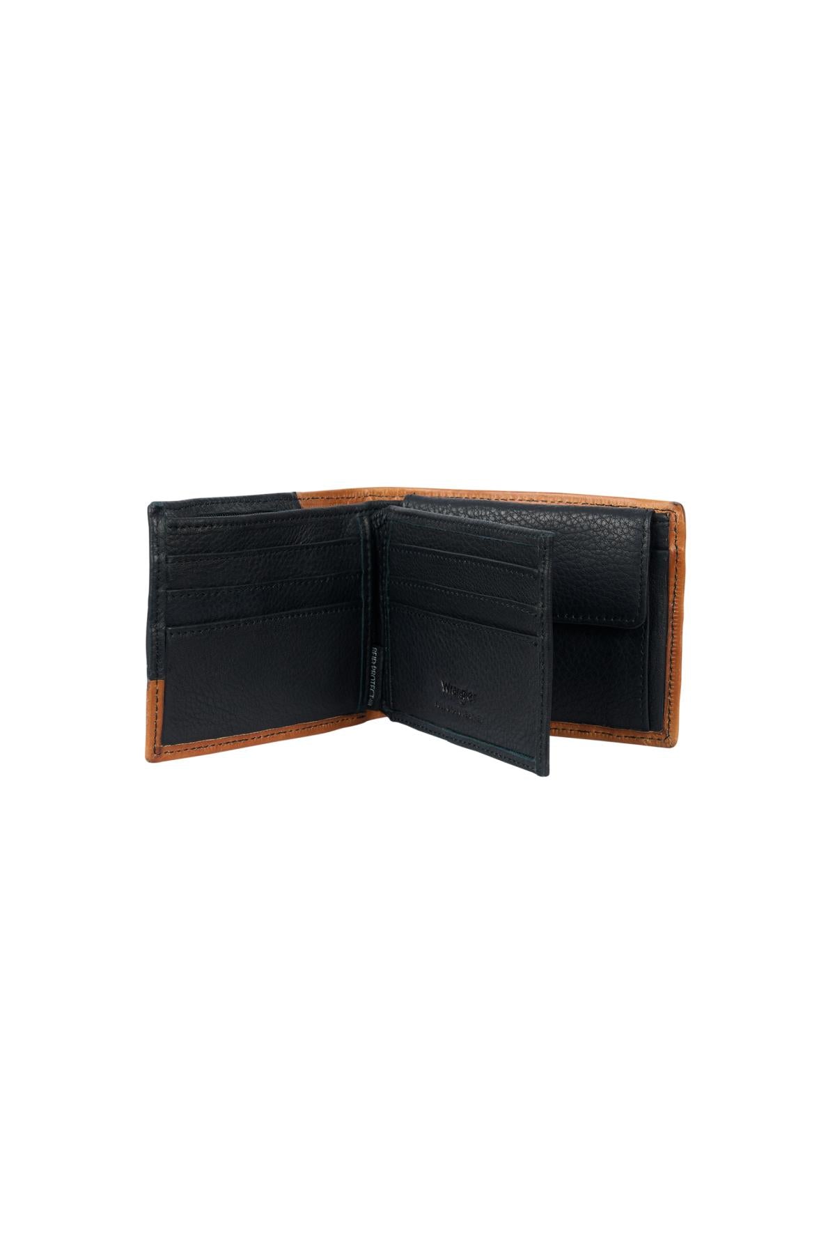 Wrangler Mens Sawyer Wallet - TAN/BLACK