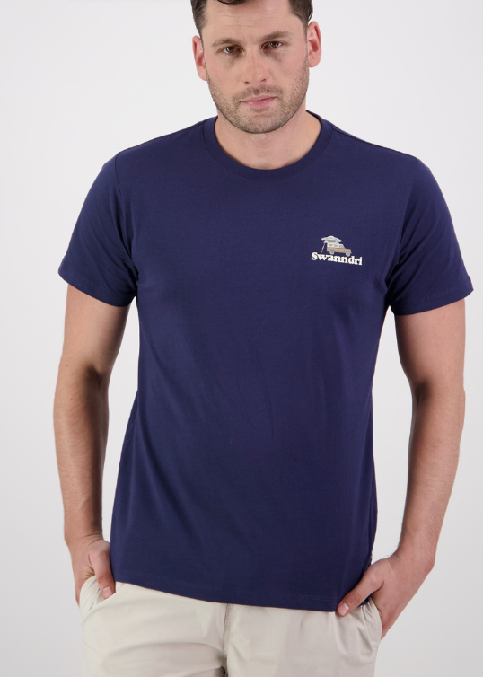 Mens Swanndri Pop Top Printed T Shirt (Navy/Light Taupe) (CLEARANCE)