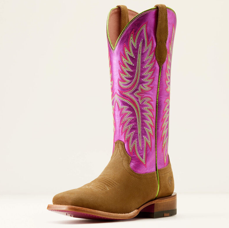 Ariat Women's Frontier Calamity Jane Dijon Roughout Electric Raspberry