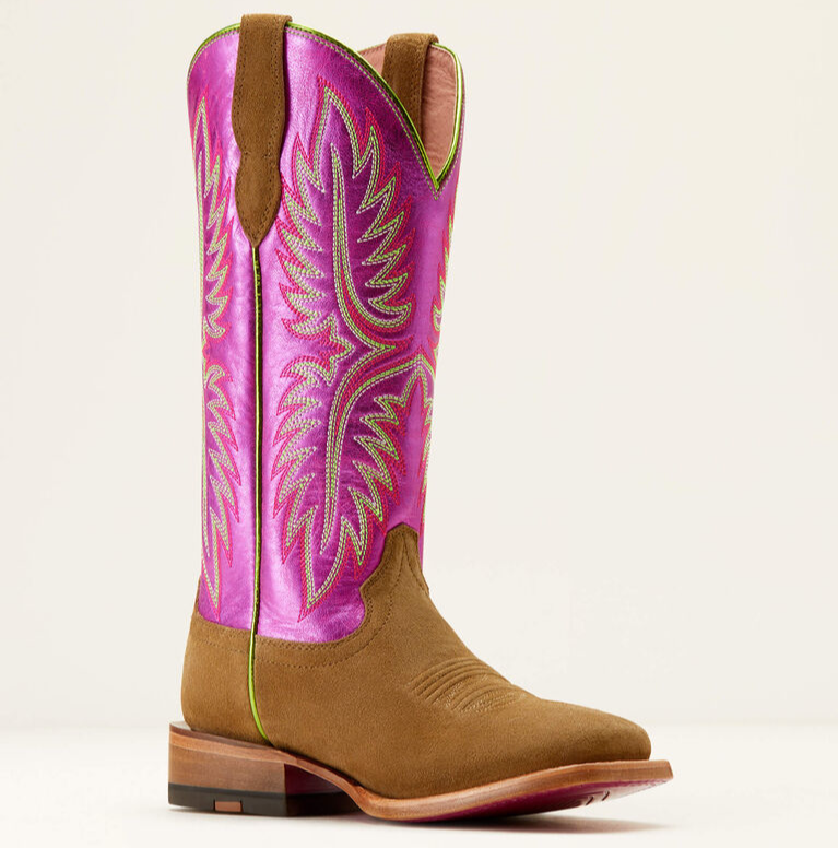 Ariat Women's Frontier Calamity Jane Dijon Roughout Electric Raspberry