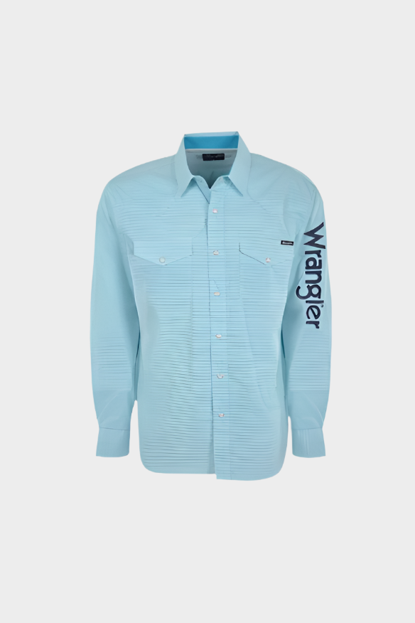 Wrangler Men's Auburn Print Long Sleeve Shirt (Teal)