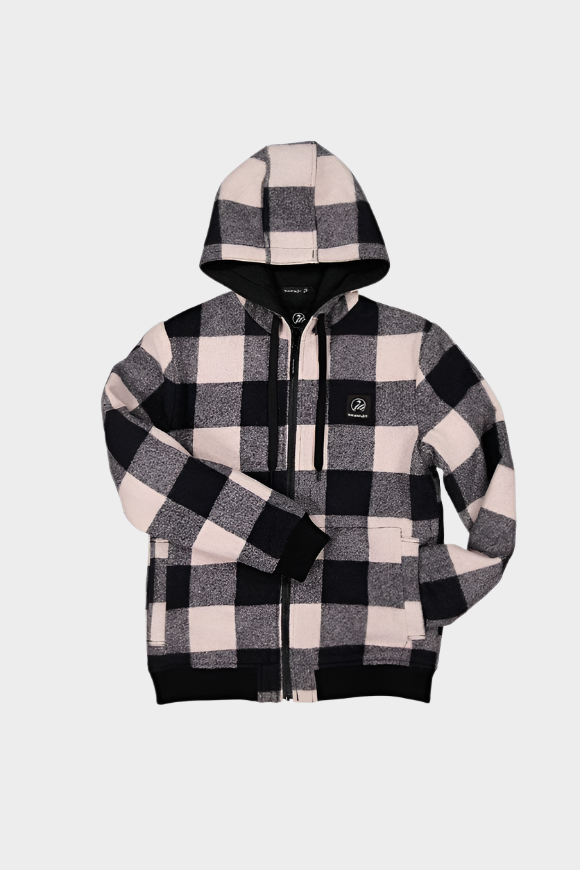 Swanndri Kid's Crooked River Wool Hoodie - Rose Check