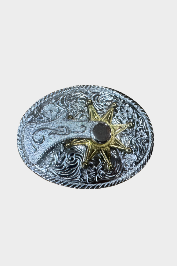 Austin Accent BUCKLE CONCHO OVAL SPUR SIL/GLD