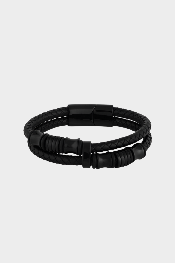 MONTANA SILVERSMITHS Leatherman Black Leather Bracelet