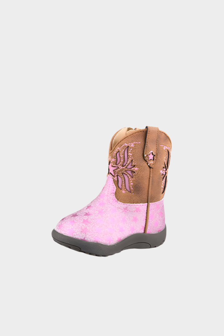 Roper INFANT Cowbaby Starlet Boot - Pink Glitter/Brown