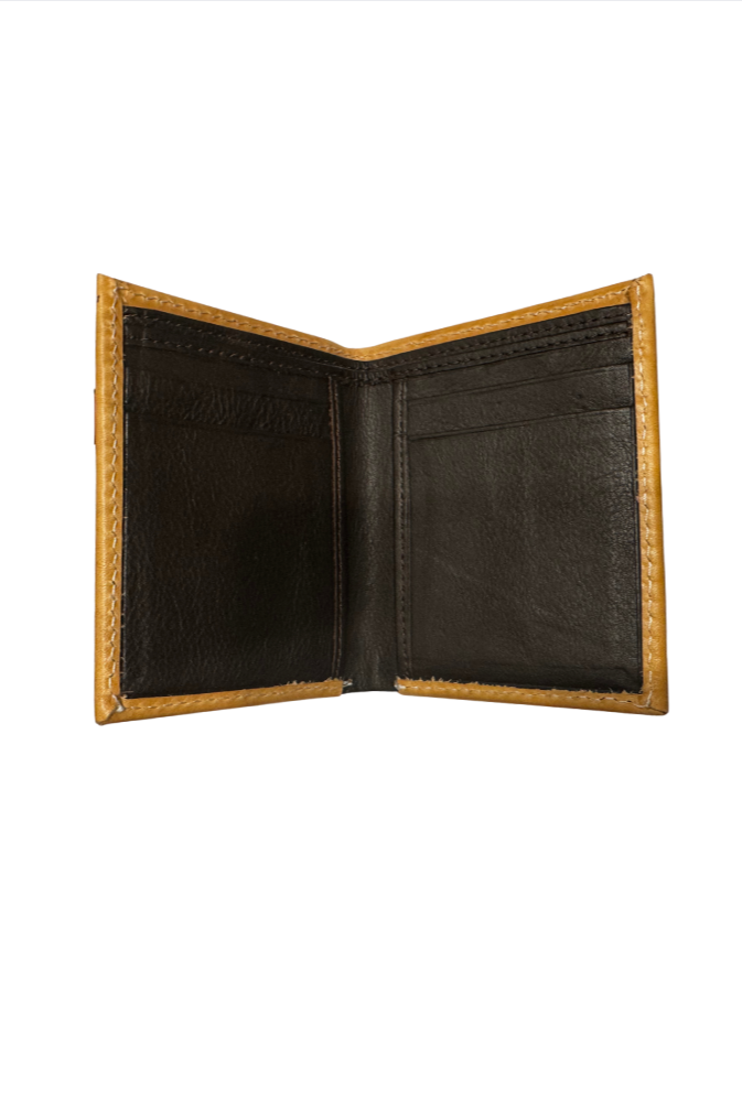 Challenger Mens Western Oak Leaf Tooled Leather Beaded BiFold Wallet - 18RSW76B