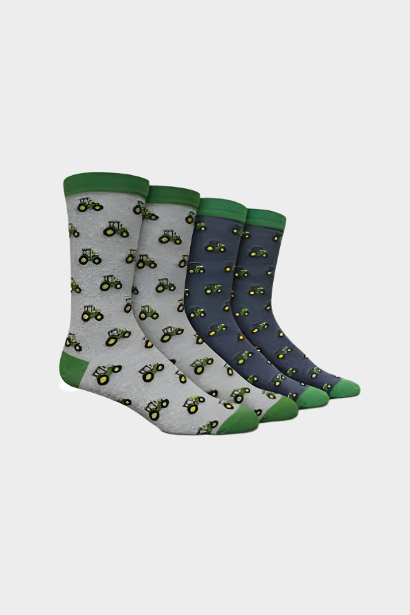 John Deere Tractor Print Socks 2PK - Size 8-12