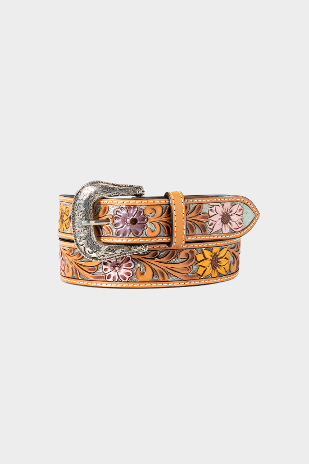 Ariat Girls Sunflower Daisy Hand Tooled Belt 1 1/4" - (Multi)
