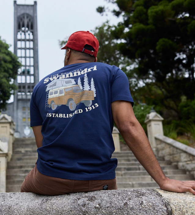 Mens Swanndri Pop Top Printed T Shirt (Navy/Light Taupe) (CLEARANCE)