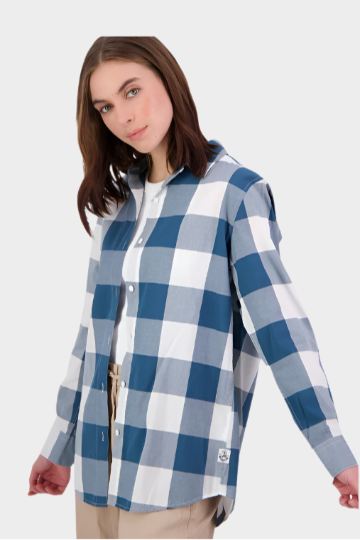 Swanndri Women's Coromandel Long Sleeve Shirt Tidal Teal White