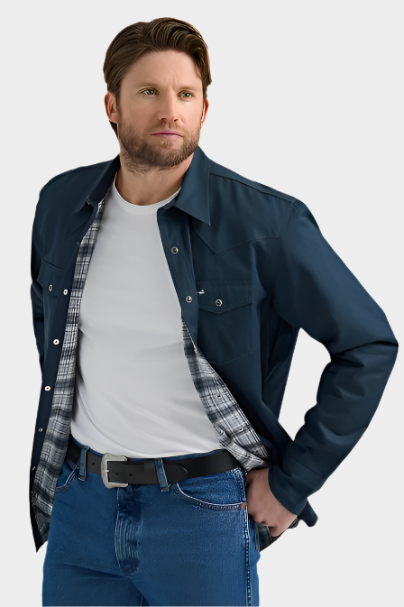 Wrangler® Men's  Long Sleeve Flannel Lined Solid Work Shirt - Black