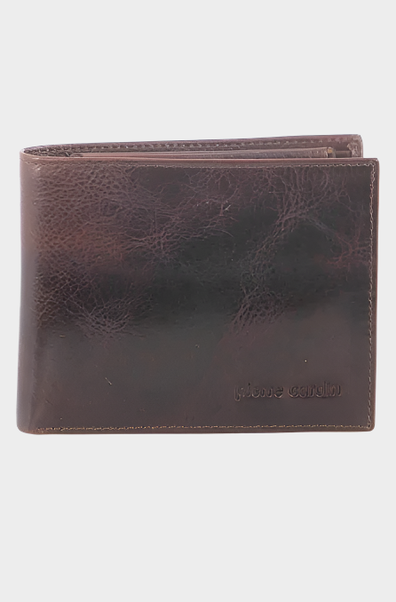 PIERRE CARDIN ITALIAN LEATHER MEN'S WALLET/CARD HOLDER - CHOCOLATE