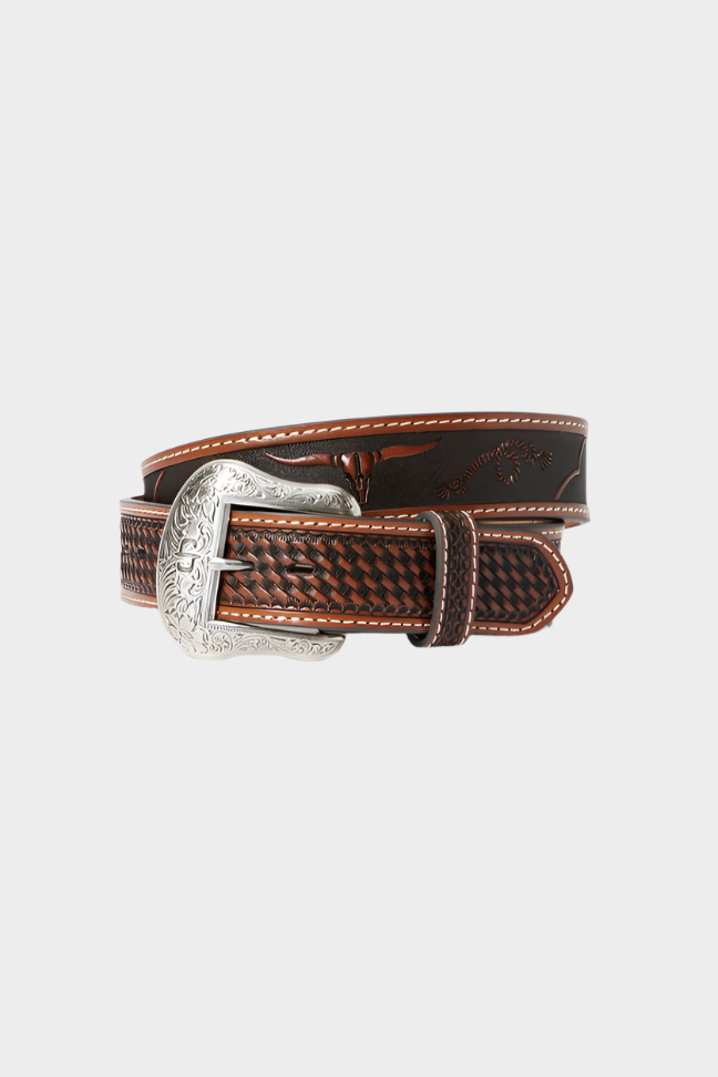 Stetson Western Icons Tooled Belt Cognac 38mm