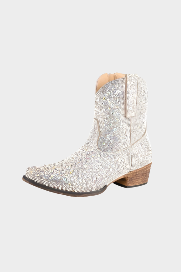 Roper Women's Shay Jewels Silver Diamonties Western Booties - Snip Toe