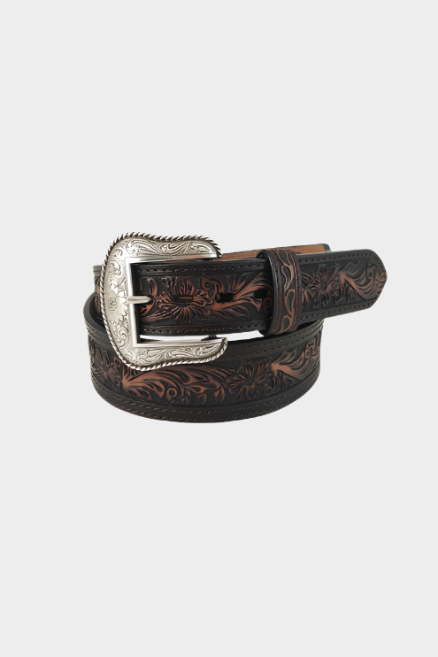 Roper Men's Hand Tooled Leather Belt (Brown)