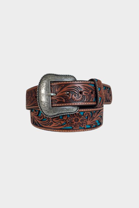 Roper Men's Tooled Leather Belt (Cognac)