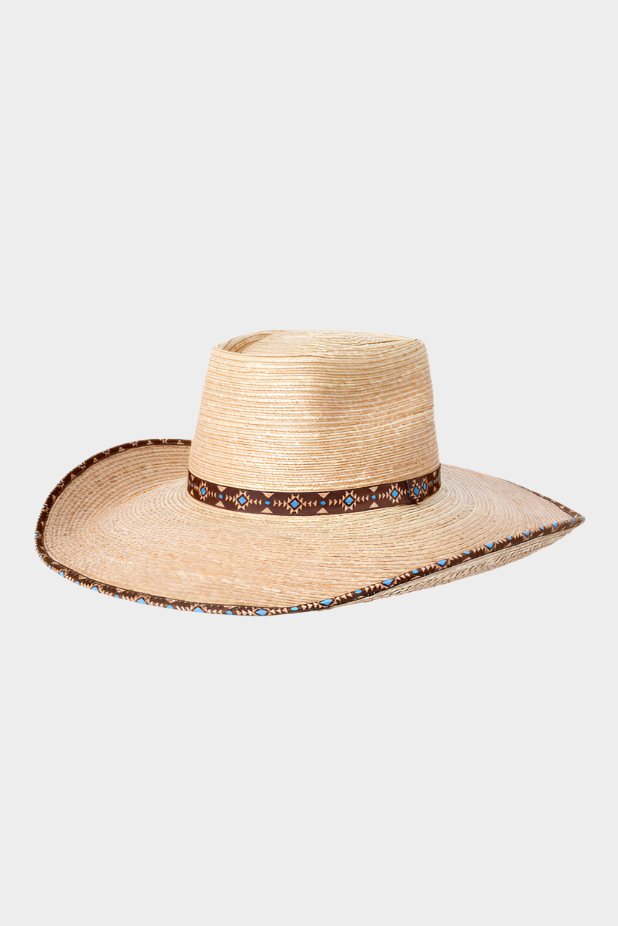 Sunbody Hats Ava Bound Edge Oak Hat (Oak / Tan Aztec)