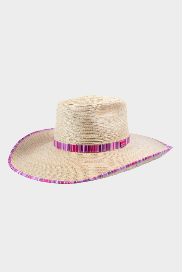 Sunbody Hats Ava Bound Edge Oak Hat (Oak/Pink Serape)