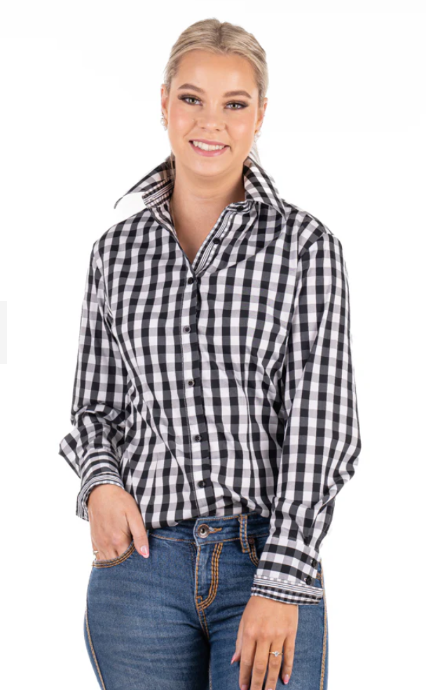 Womens Hitchley and Harrow Fitted - Black & White Check Shirt