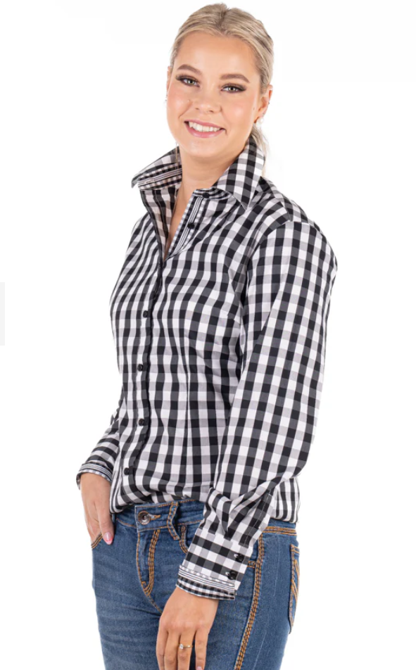 Womens Hitchley and Harrow Fitted - Black & White Check Shirt