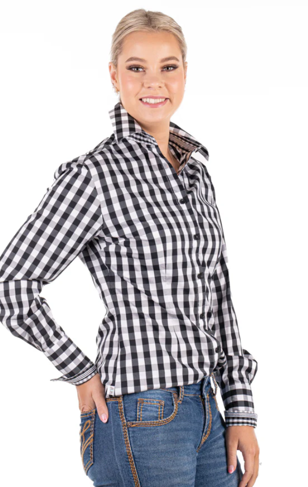 Womens Hitchley and Harrow Fitted - Black & White Check Shirt