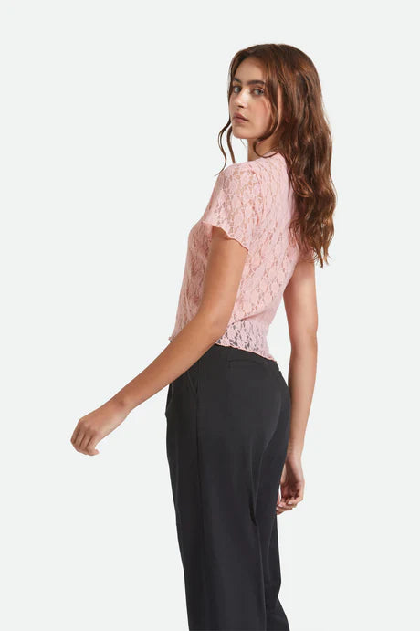Brixton Sheer Slim Lace Short Sleeve Top