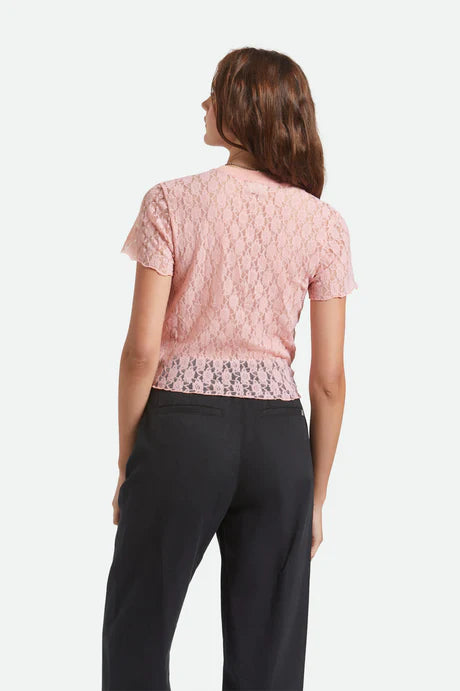 Brixton Sheer Slim Lace Short Sleeve Top