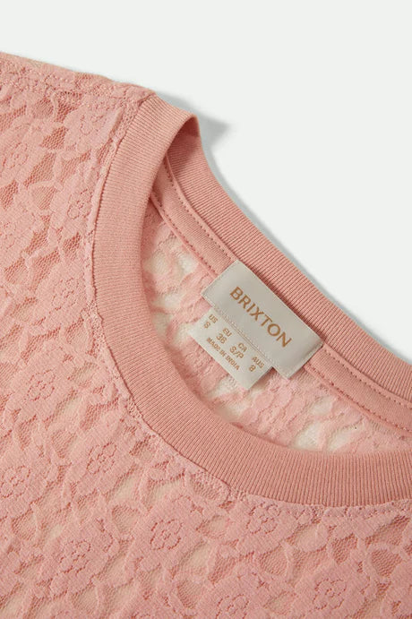 Brixton Sheer Slim Lace Short Sleeve Top