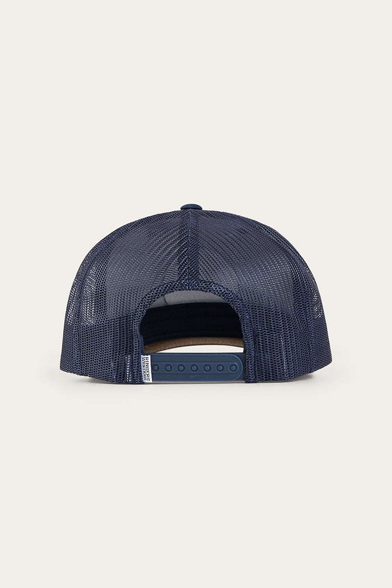 Ringers Western Mens Signature Bull Trucker Cap - Navy / Chocolate
