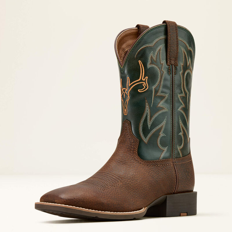 Ariat Men's Sport Outdoor Cowboy Boot - BROWN OILED ROWDY|TACK GREEN