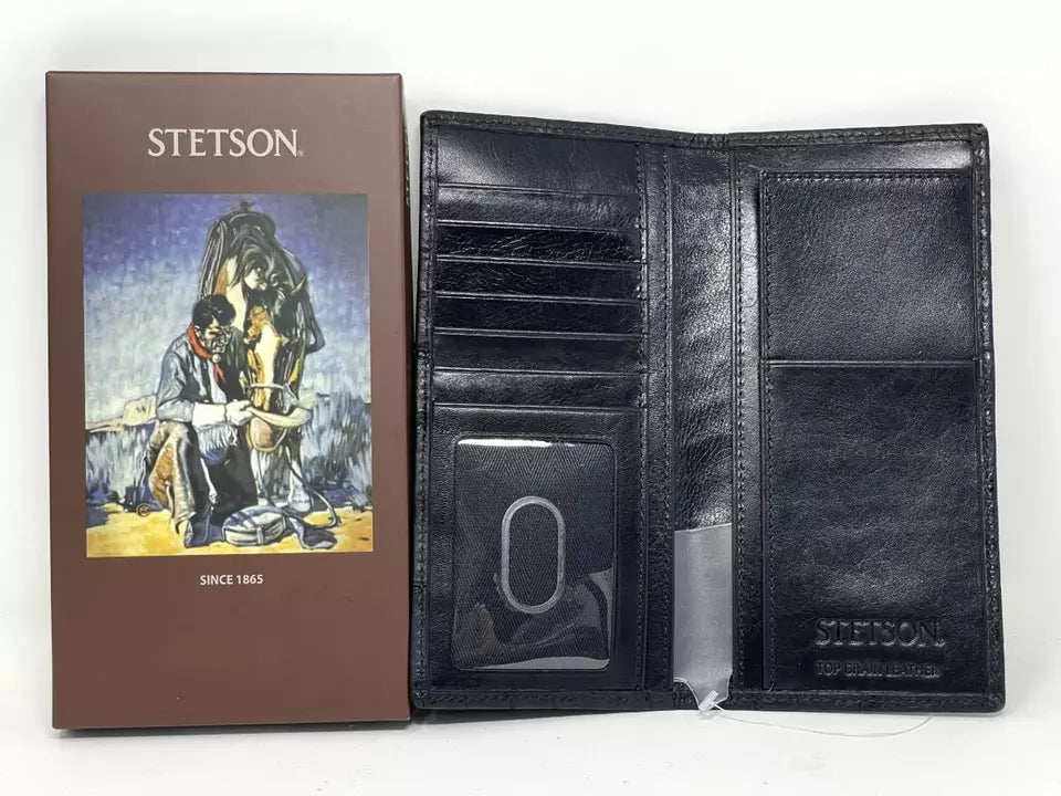 Stetson Black Crocodile Checkbook - Accessories Wallet