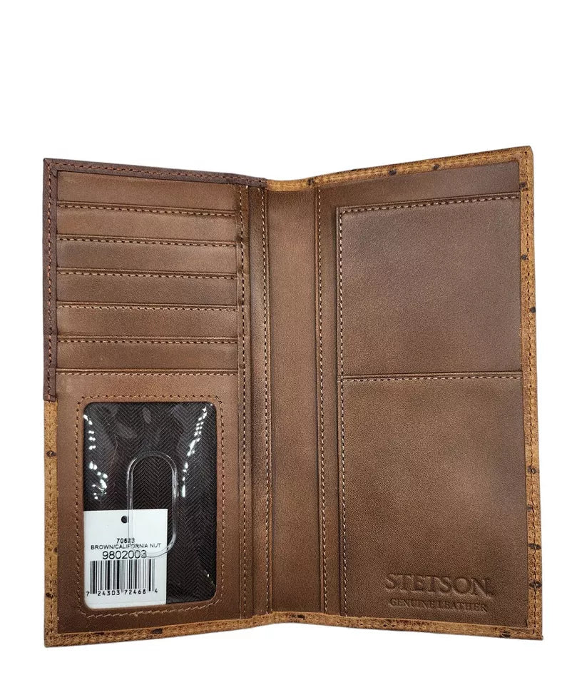Stetson Brown Ostrich Rodeo Checkbook Wallet